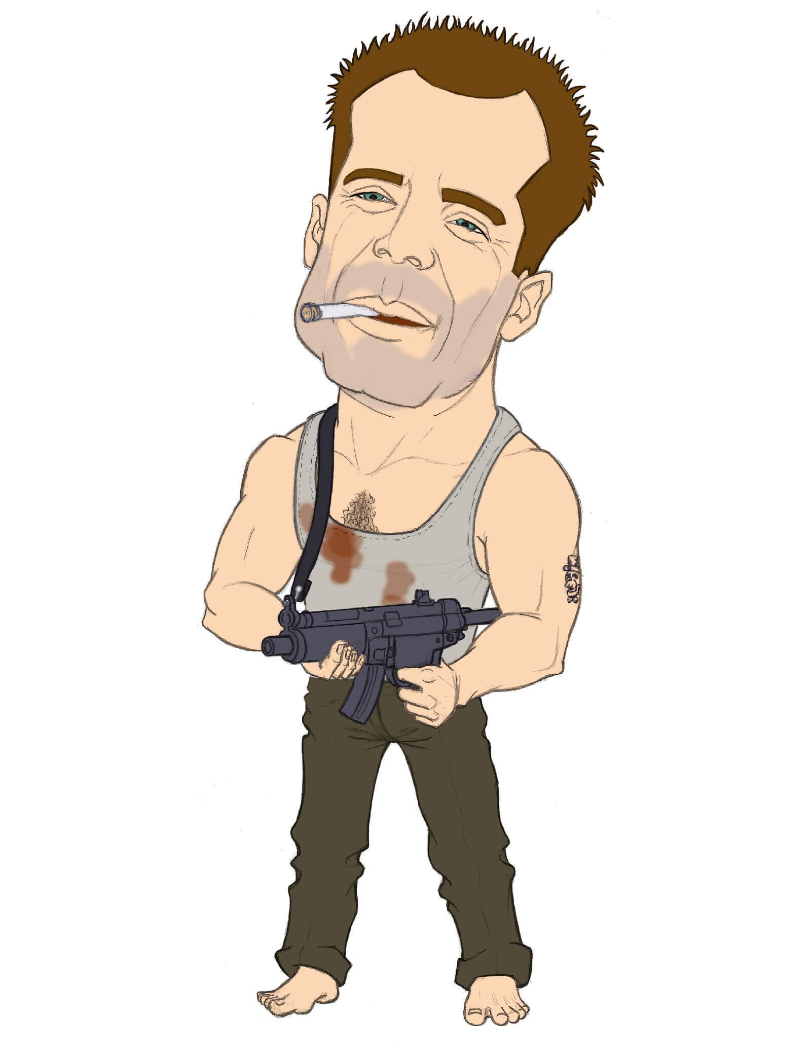 Caricatura con color de John McClane