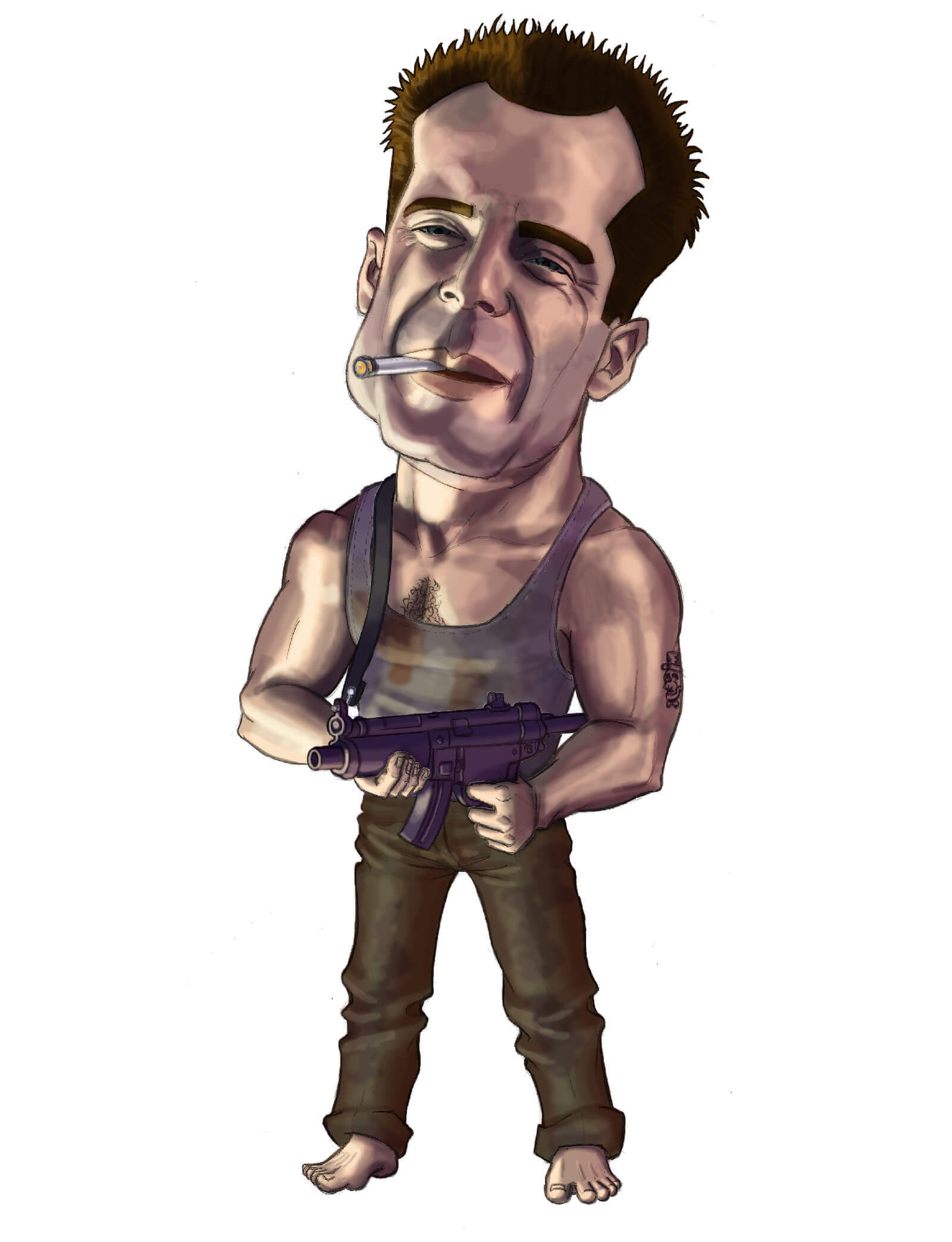 Caricatura terminada de John McClane