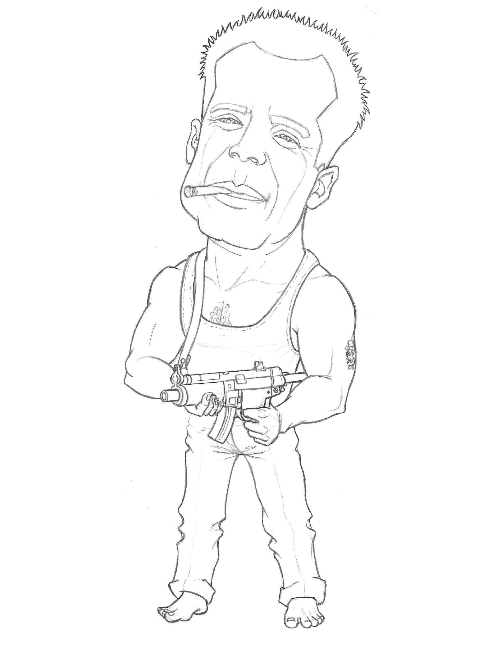 Caricatura en línea de John McClane